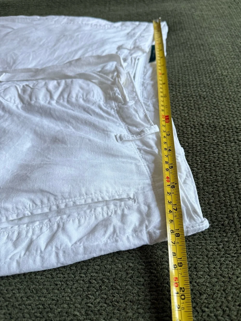 Perry Ellis Men's White Linen Drawstring Chinos Sz 34 Beachy Casual Vacation